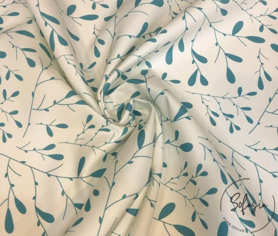 Blue Mini Leaf Motif Upholstery Fabric Blue Mini Leaf Motif Upholstery Fabric - Image 1