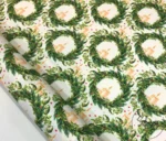 Candle and Green Wreath Patterned Fabric