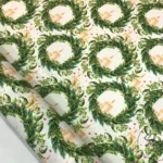 Candle and Green Wreath Patterned Fabric
