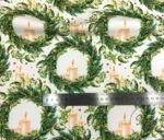 Candle and Green Wreath Patterned Fabric - Image 4