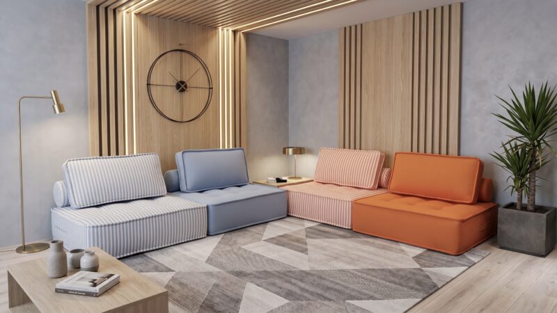 colorful floor sectional sofa