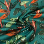 Dark Green Leaf Motif Upholstery Fabric Model