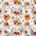 Elegant Upholstery Fabric with Pumpkin and Flower Pattern