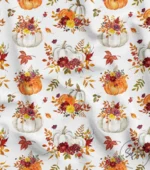 Elegant Upholstery Fabric with Pumpkin and Flower Pattern