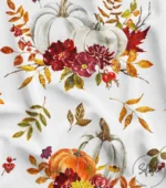 Elegant Upholstery Fabric with Pumpkin and Flower Pattern - Image 4