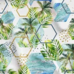 Fabric Model Prepared with Palm Tree and Geometric Patterns