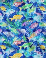 Fish Patterned Watercolor Design Sofa and Cover Fabric - Image 3
