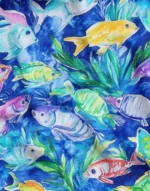 Fish Patterned Watercolor Design Sofa and Cover Fabric