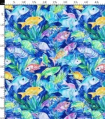Fish Patterned Watercolor Design Sofa and Cover Fabric - Image 4
