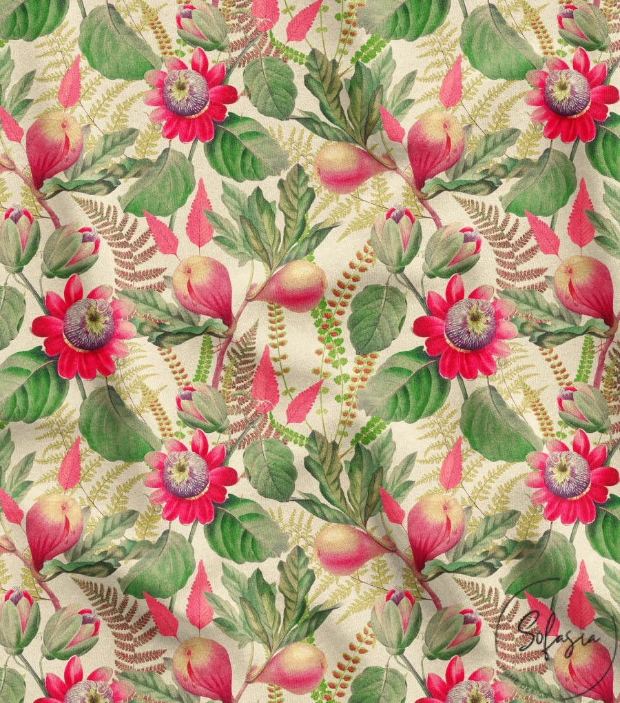 Flower and Fig Patterned Upholstery Fabric Model Flower and Fig Patterned Upholstery Fabric Model - Image 1