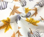 Gray Pumpkin and Yellow Leaf Pattern Fabric - Image 3