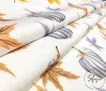 Gray Pumpkin and Yellow Leaf Pattern Fabric - Image 4