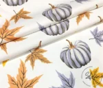 Gray Pumpkin and Yellow Leaf Pattern Fabric - Image 5