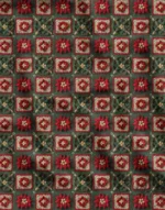 Green Fabric with 3D Red Floral Embroidery Pattern - Image 3