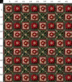 Green Fabric with 3D Red Floral Embroidery Pattern - Image 4
