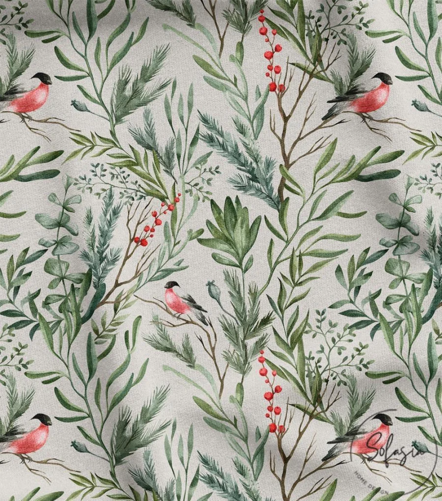 Ikat Fabric Made with Goldfinch and Leaves Ikat Fabric Made with Goldfinch and Leaves - Image 1