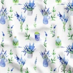Ikat Fabric Model with Lavender Floral Patterns