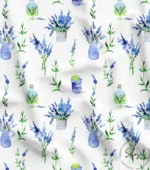 Ikat Fabric Model with Lavender Floral Patterns