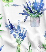 Ikat Fabric Model with Lavender Floral Patterns - Image 4