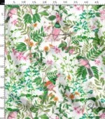 Ikat Fabric Pattern with Birds and Leaf Branches Design - Image 3