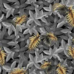 Leaf Patterned Ikat Fabric Model in Yellow and Gray Colors