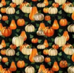 Modern Design Fabric with Leaf and Pumpkin Motif - Image 4