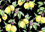 Modern Sofa and Curtain Fabric with Lemon and Leaves