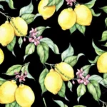 Modern Sofa and Curtain Fabric with Lemon and Leaves
