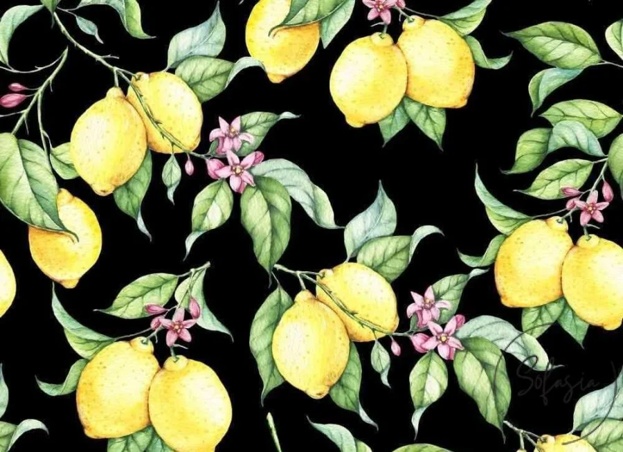 Modern Sofa and Curtain Fabric with Lemon and Leaves Modern Sofa and Curtain Fabric with Lemon and Leaves - Image 1