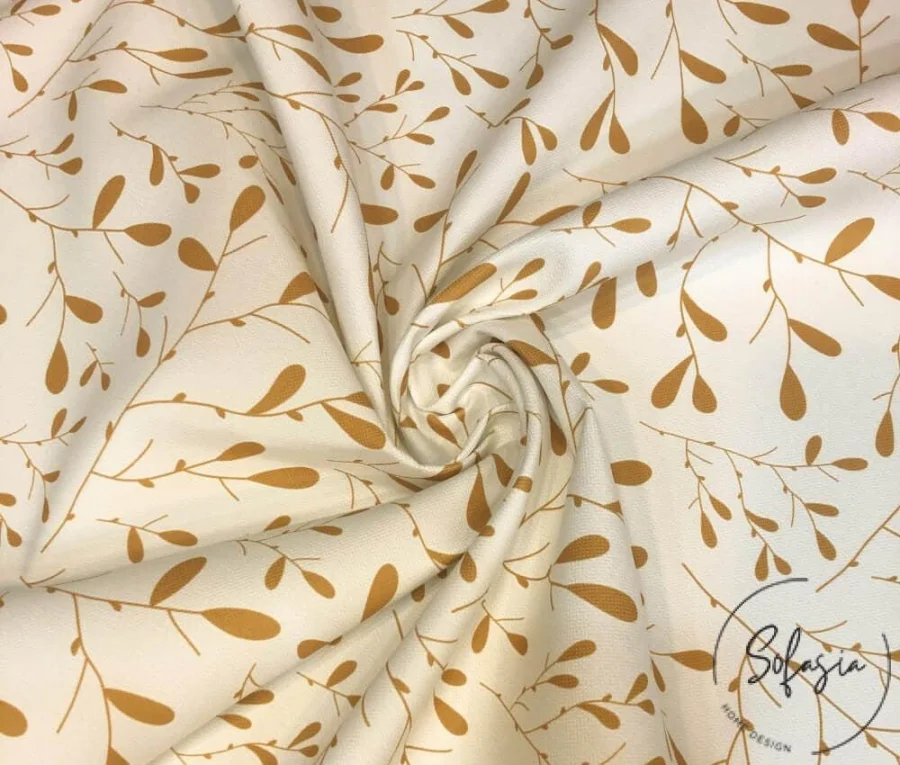 Mustard Mini Leaf Motif Upholstery Fabric Mustard Mini Leaf Motif Upholstery Fabric - Image 1
