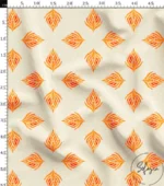 New Generation Fabric with Orange Leaf Motif and Cream Color Background - Image 3