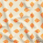 New Generation Fabric with Orange Leaf Motif and Cream Color Background