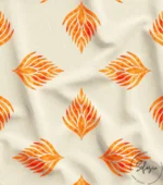 New Generation Fabric with Orange Leaf Motif and Cream Color Background - Image 4