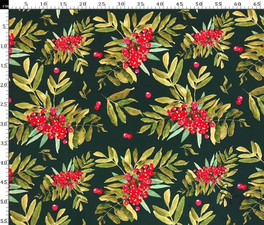 Oil Color Upholstery Fabric with Poinsettia Pattern Oil Color Upholstery Fabric with Poinsettia Pattern - Image 1