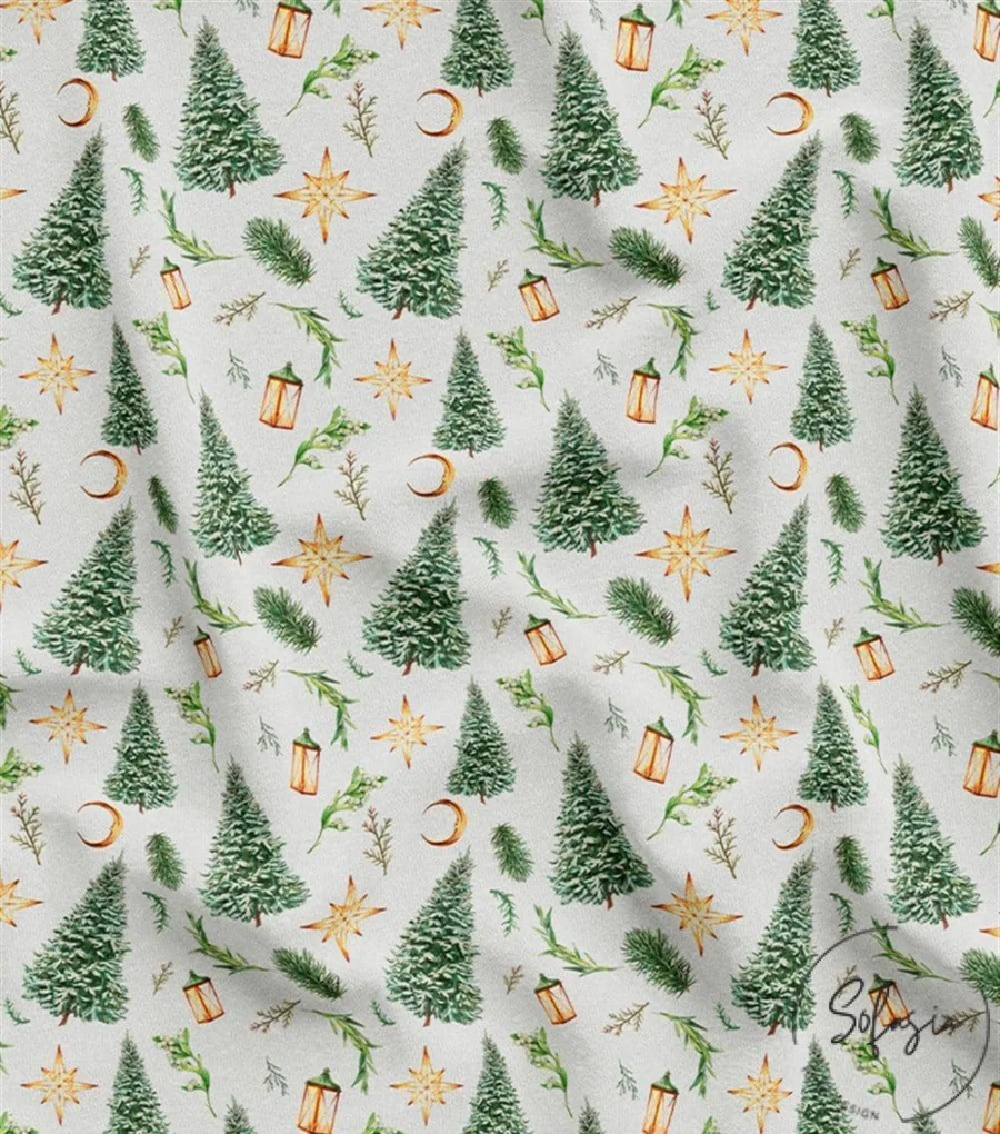 Pine Tree Patterned Upholstery and Curtain Fabric Pine Tree Patterned Upholstery and Curtain Fabric - Image 1