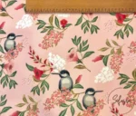 Powder Colored Goldfinch and Leaf Motif Upholstery Fabric - Image 3