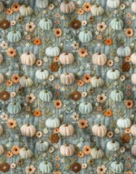 Pumpkin and Flower Pattern Drapery Upholstery Fabric - Image 3