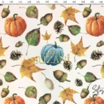 Pumpkin and Leaf Patterned Sofa and Curtain Fabric