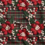 Red Green Plaid and Pearl Patterned Fabric