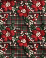 Red Green Plaid and Pearl Patterned Fabric