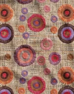 Retro Style Fabric with 3D Wicker Backdrop Embroidery Pattern (Colorful Circles) - Image 3