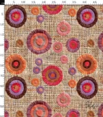 Retro Style Fabric with 3D Wicker Backdrop Embroidery Pattern (Colorful Circles) - Image 4