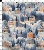 Snowy Houses with Winter View Patterned Fabric - Image 3