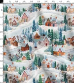 Snowy Winter View and Houses Patterned Fabric - Image 3