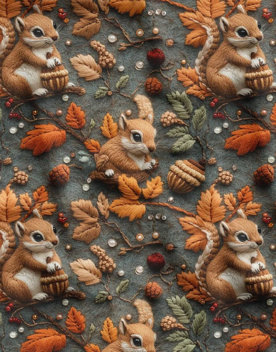 Squirrel Patterned Latest Spring Patterned 3D Fabric Squirrel Patterned Latest Spring Patterned 3D Fabric - Image 1
