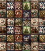 Tree and Deer Patterned Patchwork Fabric (Drapery and Sofa Upholstery)