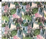 Upholstery Ikat Fabric with Elephant and Leaf Patterns - Image 3