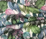 Upholstery Ikat Fabric with Elephant and Leaf Patterns - Image 4