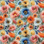 Vivid Upholstery Fabric Integrated with 3D Salmon Flowers