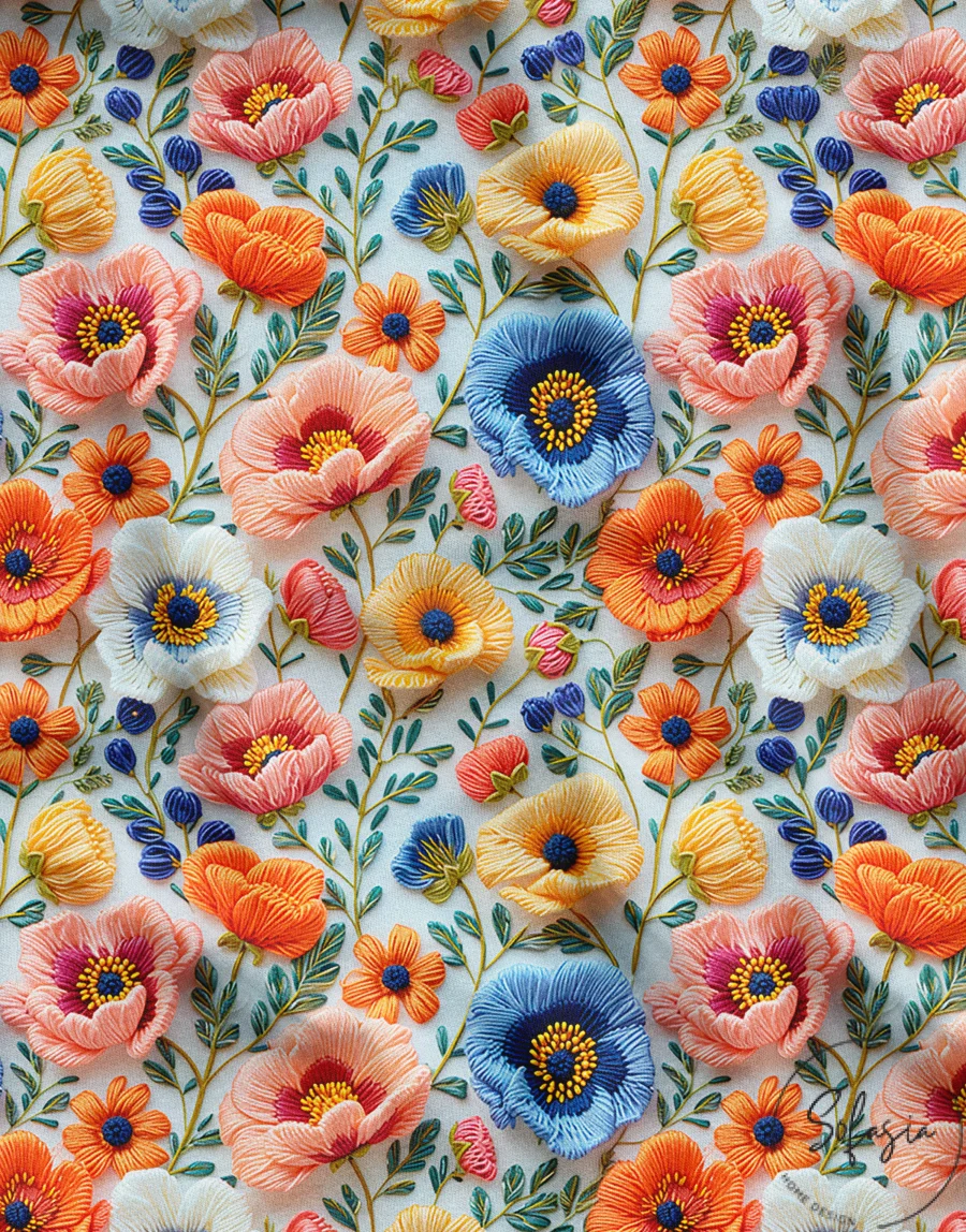 Vivid Upholstery Fabric Integrated with 3D Salmon Flowers Vivid Upholstery Fabric Integrated with 3D Salmon Flowers - Image 1